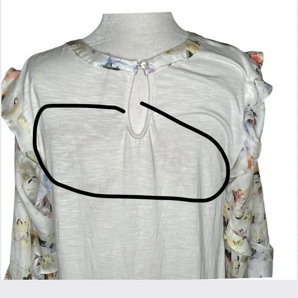 Anthropologie Dolan Floral Long Ruffle Sleeve Blouse Size Medium - Picture 15 of 15